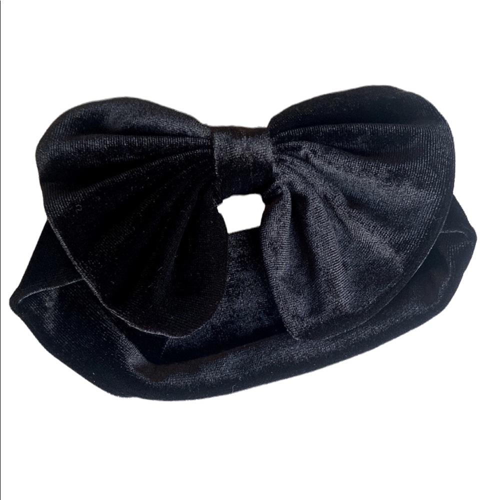 Infant Black Velvet Head Wrap Bow